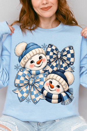 Winter Check Snowmen Heavy Blend Crew Sweatshirt