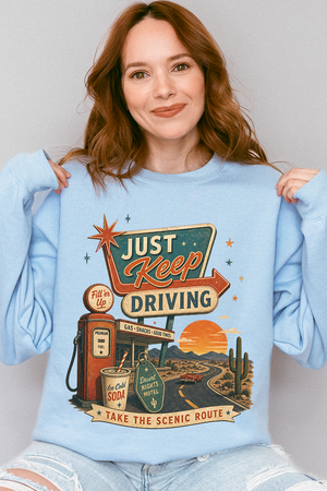 Just Keep Driving Heavy Blend Crew Sweatshirt