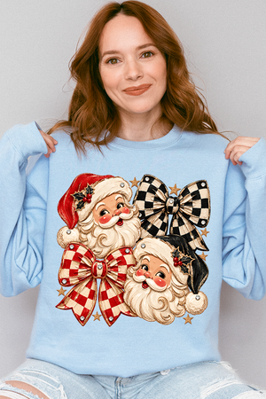Merry Check Santa Heavy Blend Crew Sweatshirt