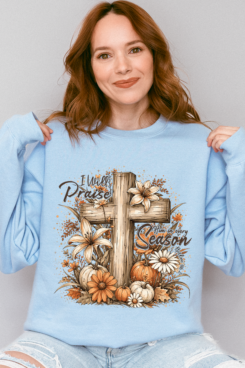 Harvest Praise Cross Heavy Blend Crew Sweatshirt