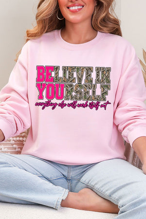 Believe In Yourself Pink Spark Heavy Blend Crew Sweatshirt