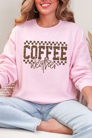 Coffee Weather Vintage Check Heavy Blend Crew Sweatshirt