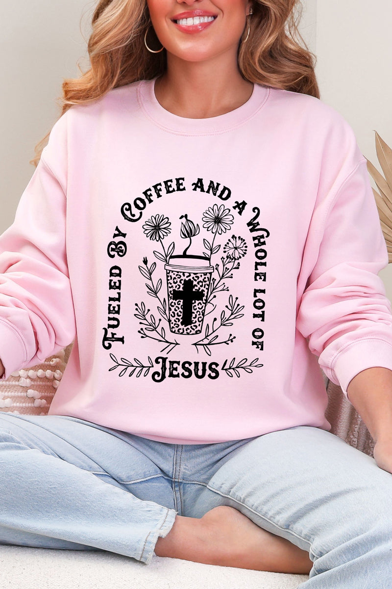 Black Coffee And A Whole Lotta Jesus Heavy Blend Crew Sweatshirt
