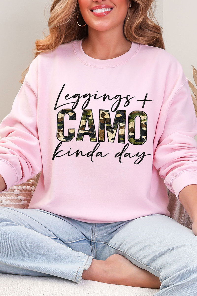 Leggings + Camo Kinda Day Heavy Blend Crew Sweatshirt