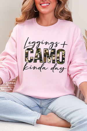 Leggings + Camo Kinda Day Heavy Blend Crew Sweatshirt