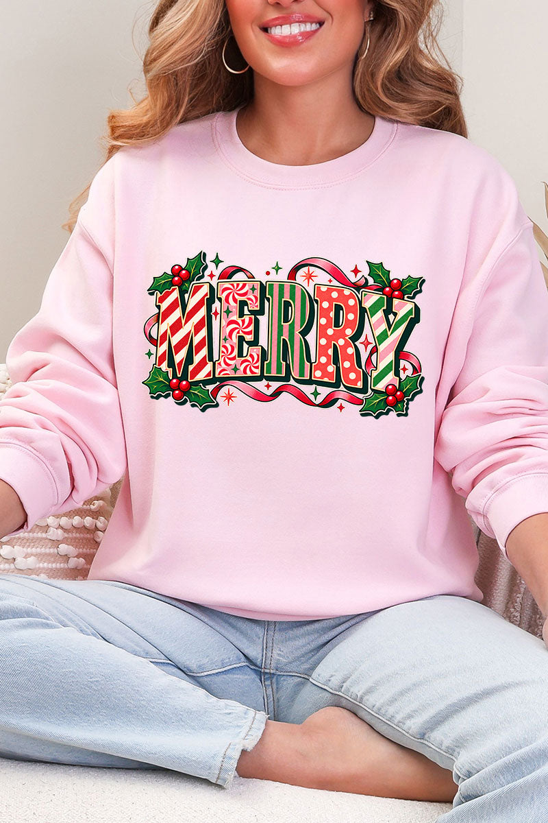 Peppermint Merry Heavy Blend Crew Sweatshirt