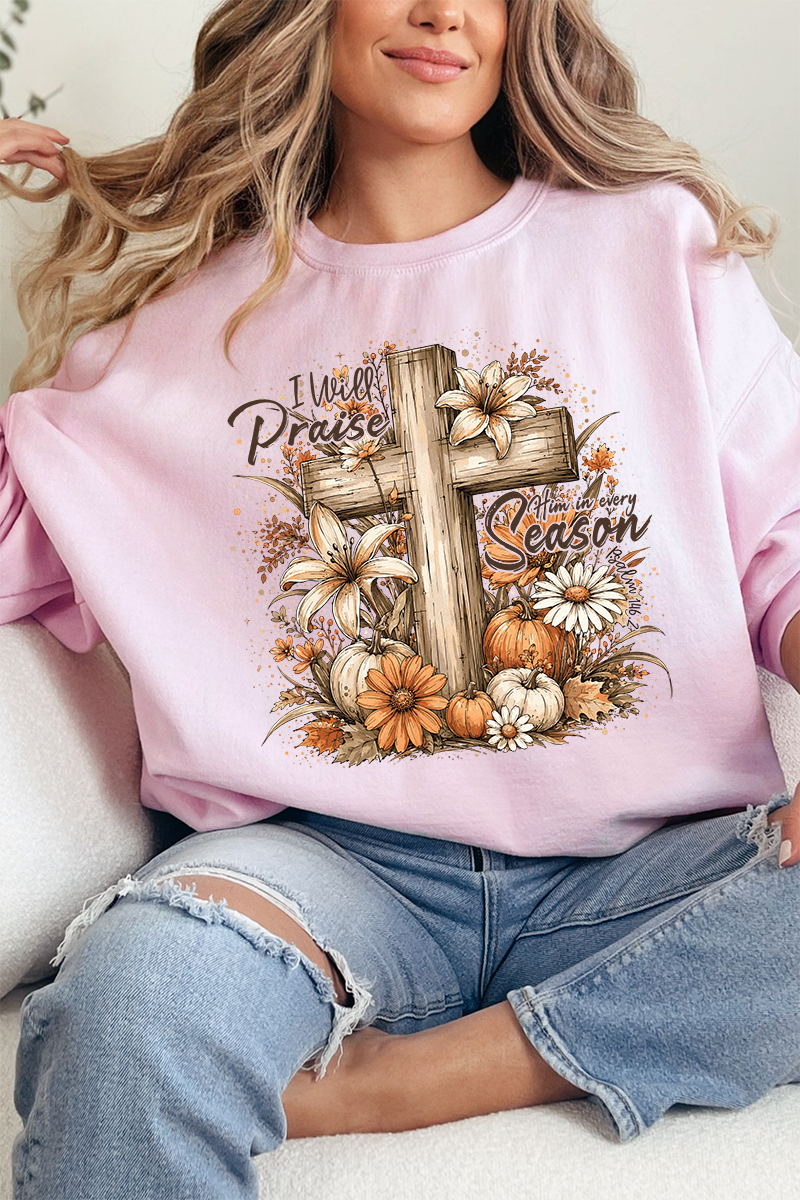 Harvest Praise Cross Heavy Blend Crew Sweatshirt