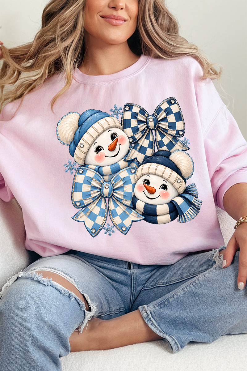 Winter Check Snowmen Heavy Blend Crew Sweatshirt