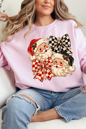 Merry Check Santa Heavy Blend Crew Sweatshirt