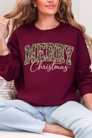 Camo Merry Christmas Heavy Blend Crew Sweatshirt