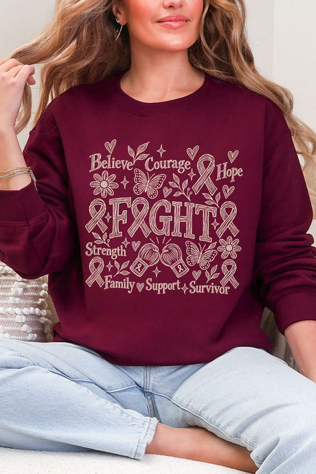 Fight Ribbon Sketch Heavy Blend Crew Sweatshirt