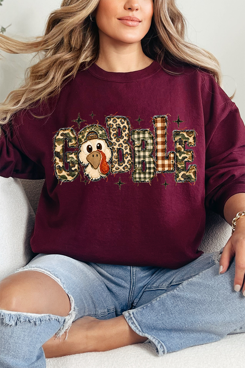 Gobble In Camo Heavy Blend Crew Sweatshirt