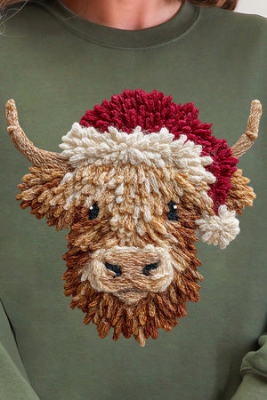 Faux Yarn Highland Cow Heavy Blend Crew Sweatshirt
