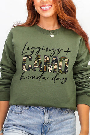 Leggings + Camo Kinda Day Heavy Blend Crew Sweatshirt