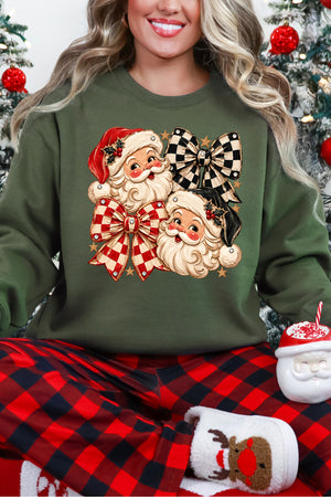 Merry Check Santa Heavy Blend Crew Sweatshirt