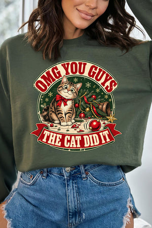 The Cat Did It Heavy Blend Crew Sweatshirt