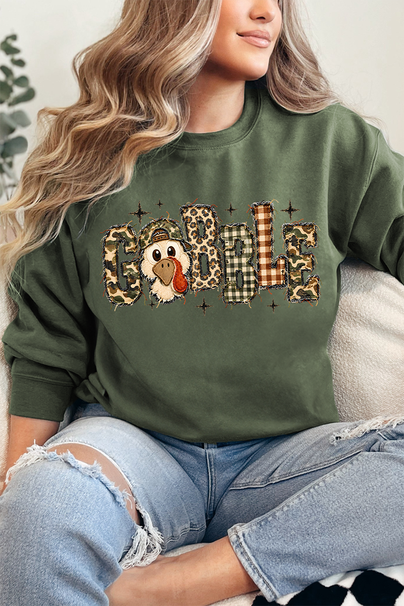Gobble In Camo Heavy Blend Crew Sweatshirt