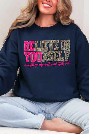 Believe In Yourself Pink Spark Heavy Blend Crew Sweatshirt