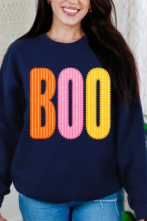 Candy Stripe Boo Heavy Blend Crew Sweatshirt