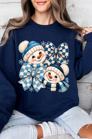 Winter Check Snowmen Heavy Blend Crew Sweatshirt