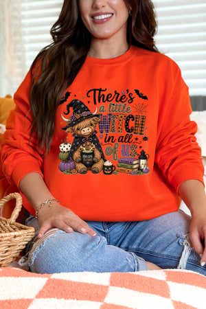 Little Witch Highland Cow Heavy Blend Crew Sweatshirt