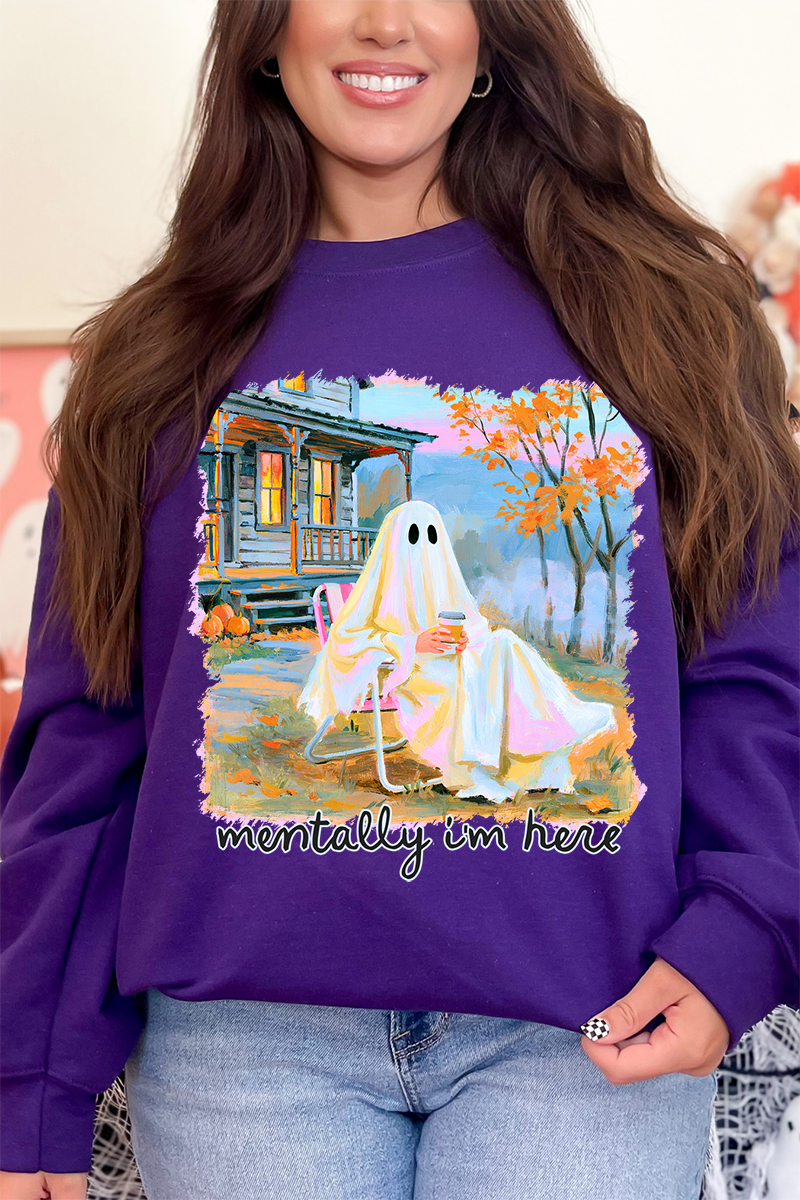 Ghost Mentally I'm Here Heavy Blend Crew Sweatshirt