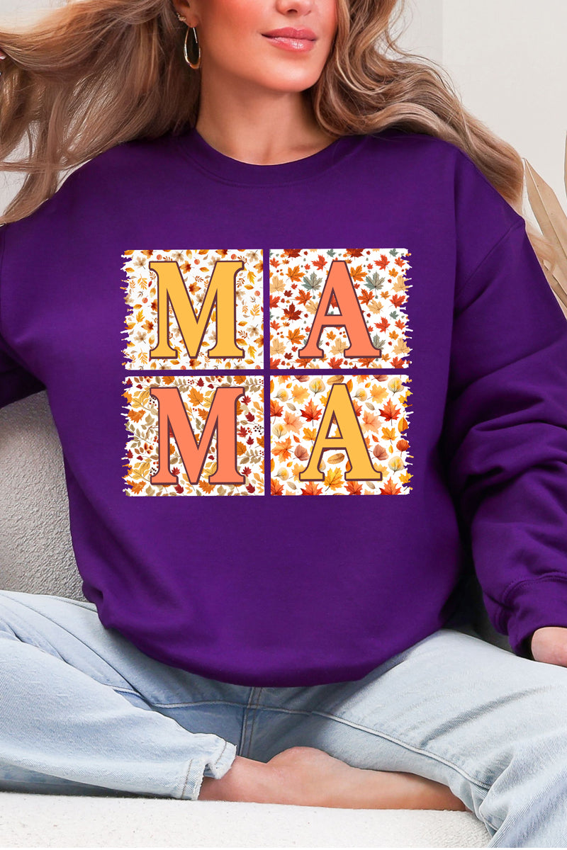 Falling Leaves Mama Heavy Blend Crew Sweatshirt