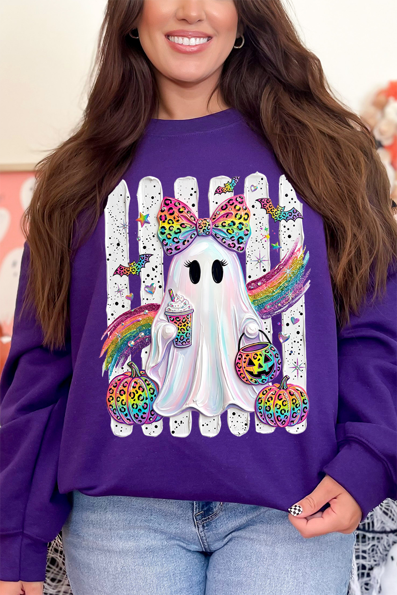 Rainbow Glam Ghost Heavy Blend Crew Sweatshirt