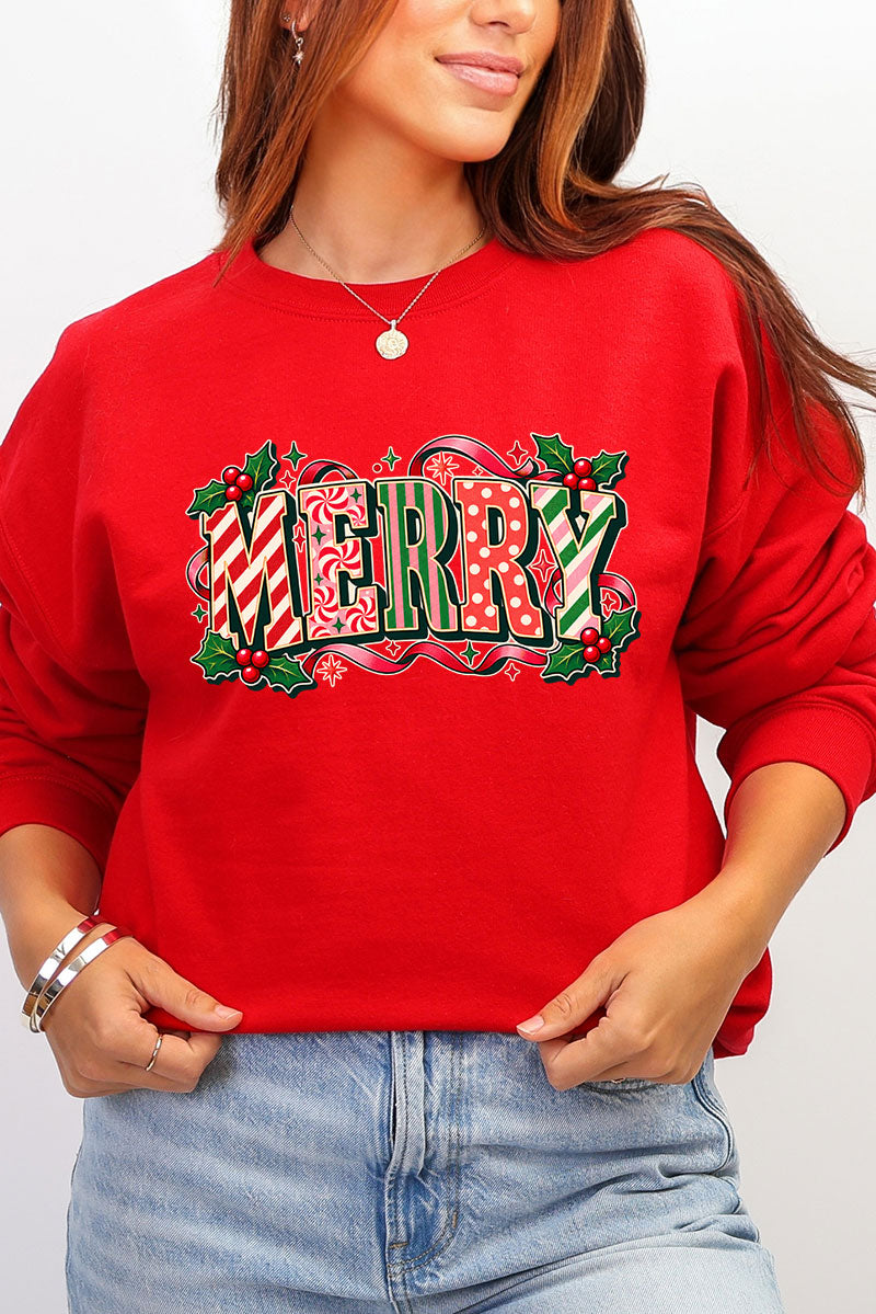 Peppermint Merry Heavy Blend Crew Sweatshirt
