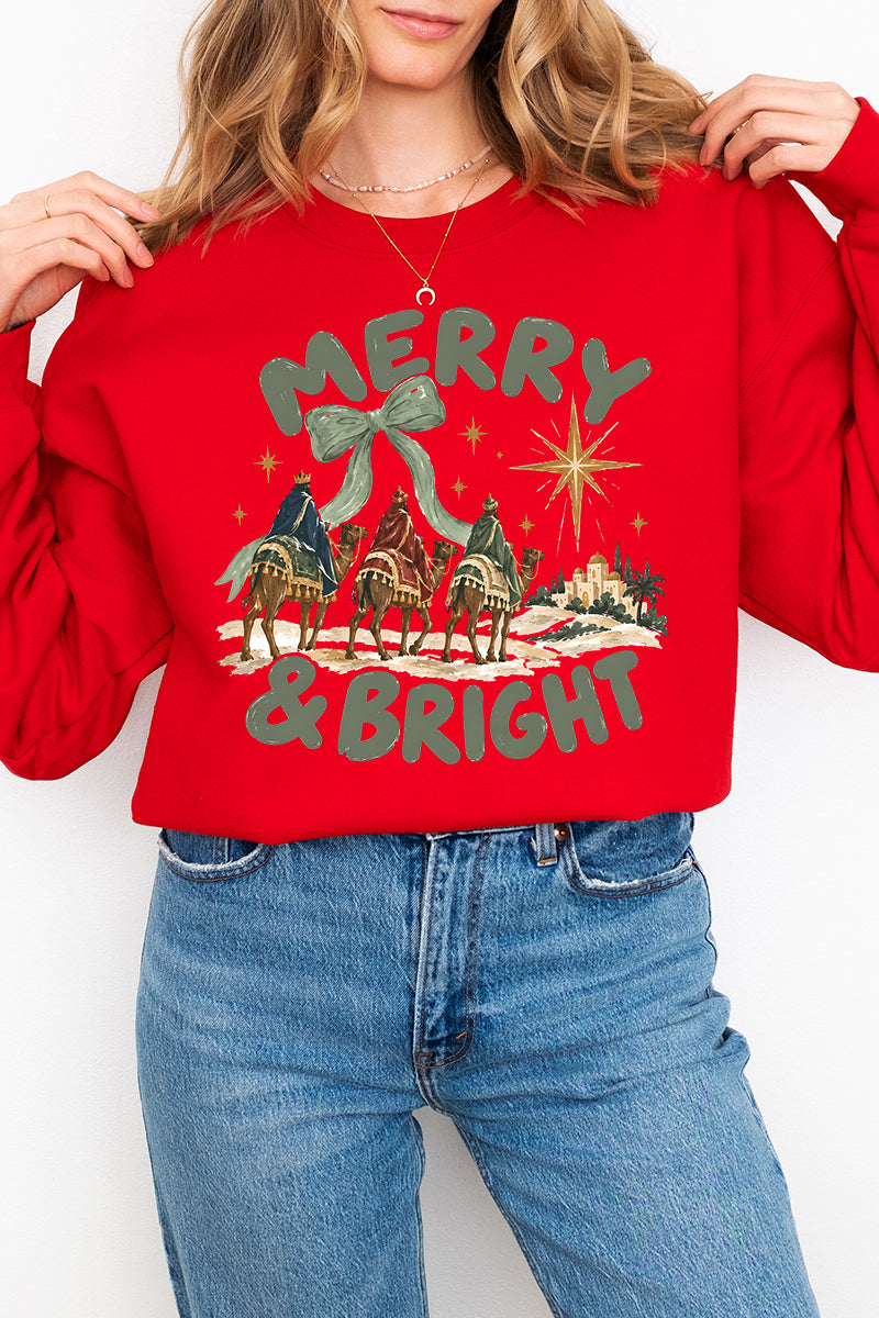 Three Kings Merry & Bright Heavy Blend Crew Sweatshirt