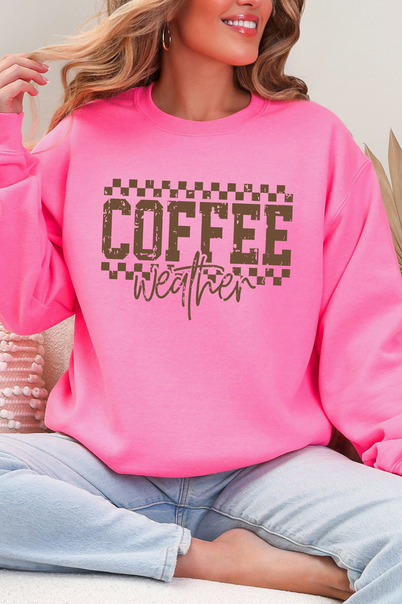 Coffee Weather Vintage Check Heavy Blend Crew Sweatshirt