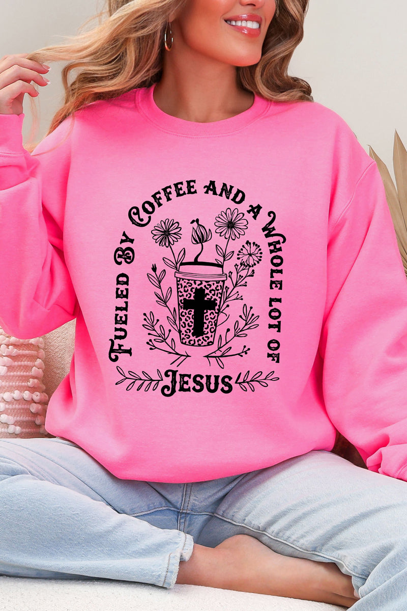 Black Coffee And A Whole Lotta Jesus Heavy Blend Crew Sweatshirt