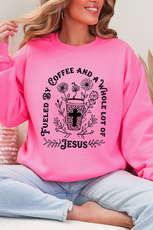 Black Coffee And A Whole Lotta Jesus Heavy Blend Crew Sweatshirt