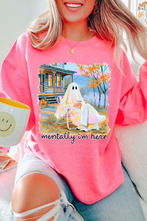 Ghost Mentally I'm Here Heavy Blend Crew Sweatshirt