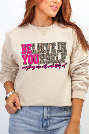 Believe In Yourself Pink Spark Heavy Blend Crew Sweatshirt