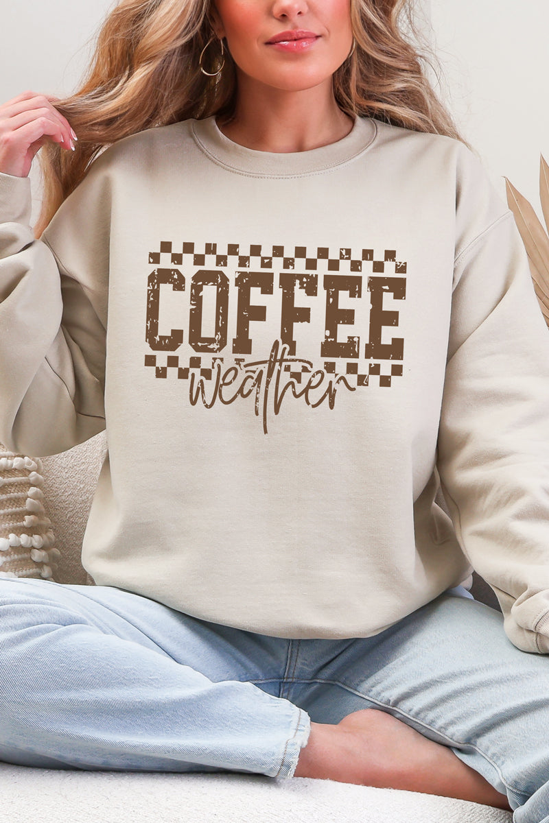 Coffee Weather Vintage Check Heavy Blend Crew Sweatshirt