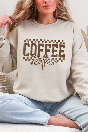 Coffee Weather Vintage Check Heavy Blend Crew Sweatshirt