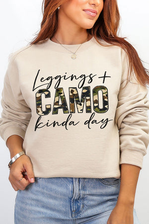 Leggings + Camo Kinda Day Heavy Blend Crew Sweatshirt