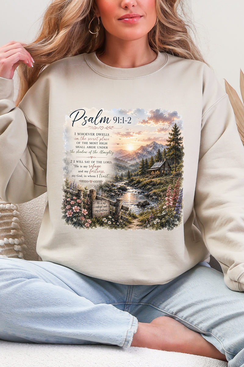 Scenic Psalm 91 Heavy Blend Crew Sweatshirt