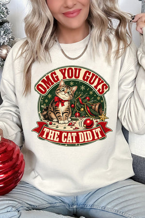 The Cat Did It Heavy Blend Crew Sweatshirt