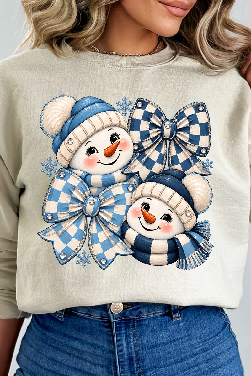 Winter Check Snowmen Heavy Blend Crew Sweatshirt