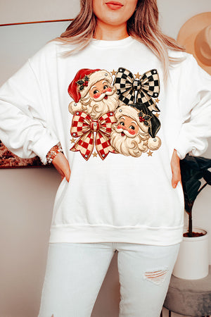Merry Check Santa Heavy Blend Crew Sweatshirt