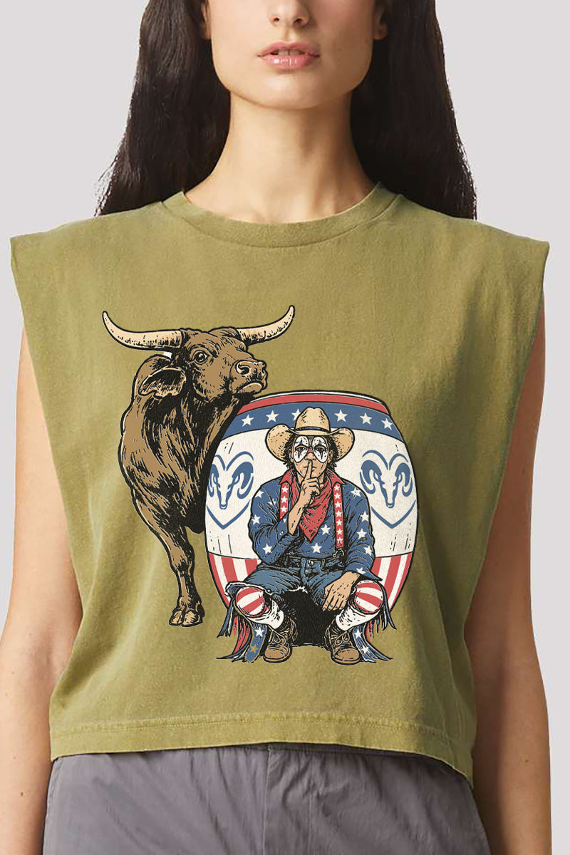 American Rodeo Clown Women's Garment-Dyed Heavyweight Muscle Tee