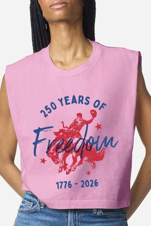 Cowboy 250 Years Of Freedom Women's Garment-Dyed Heavyweight Muscle Tee