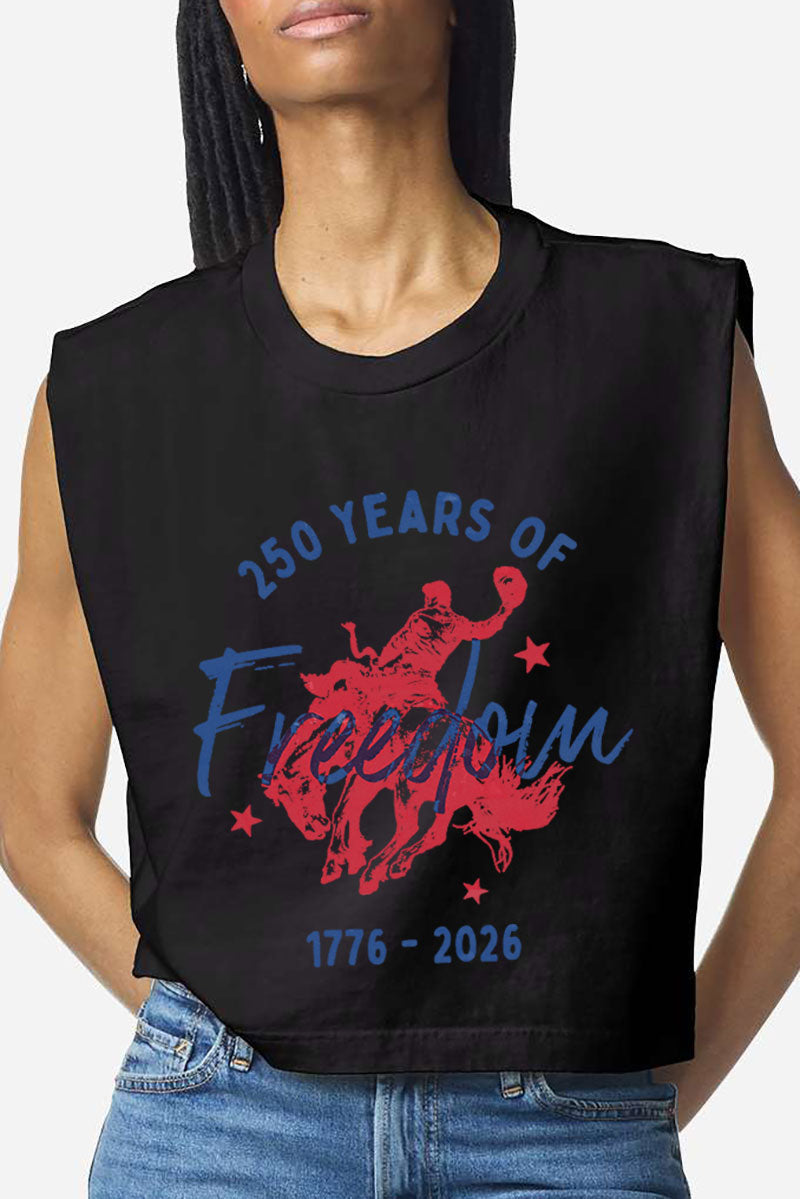 Cowboy 250 Years Of Freedom Women's Garment-Dyed Heavyweight Muscle Tee