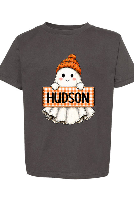 Toddler Personalized Gingham Ghost Fine Jersey Tee *Enter Kid's Name