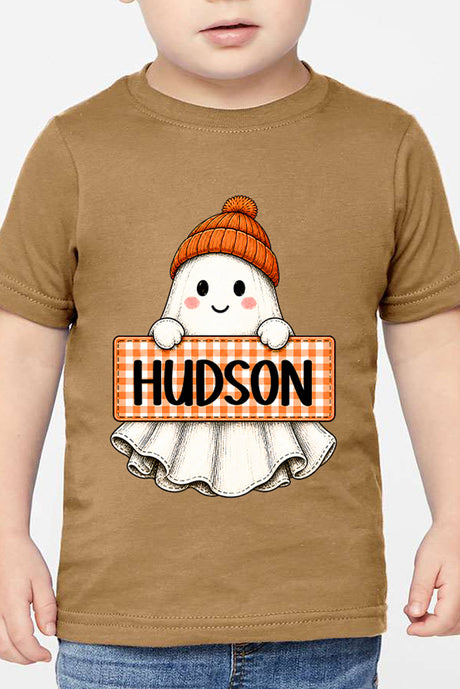 Toddler Personalized Gingham Ghost Fine Jersey Tee *Enter Kid's Name