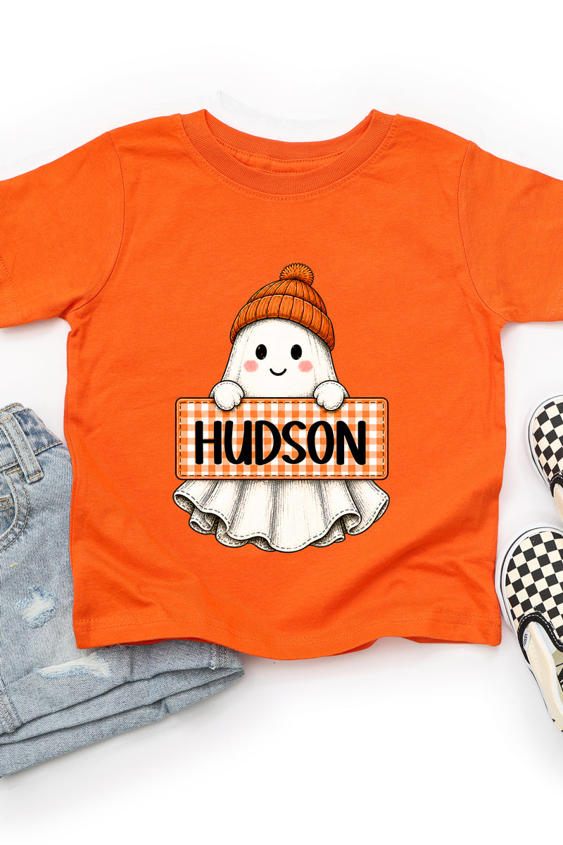 Toddler Personalized Gingham Ghost Fine Jersey Tee *Enter Kid's Name