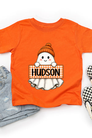 Toddler Personalized Gingham Ghost Fine Jersey Tee *Enter Kid's Name
