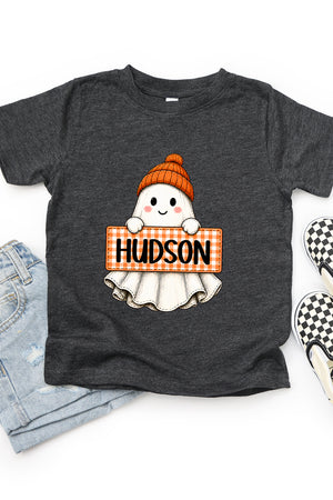 Toddler Personalized Gingham Ghost Fine Jersey Tee *Enter Kid's Name